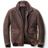 A2 Bomber Flight Distressed Brown Genuine Leather Jacket