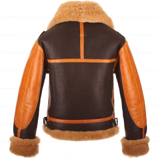 A4 Brown Genuine Leather Jacket Faux Shearling