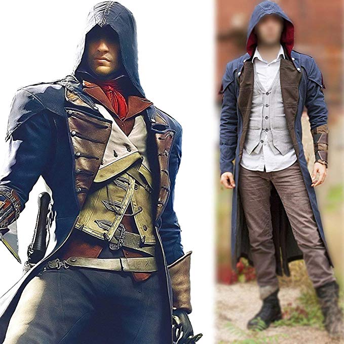 Assassins Creed Unity Arno Victor Dorian Denim Cloak Cosplay Coat