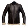 B3 Slimfit with Genuine Shearling Black Biker Real Leather Jacket