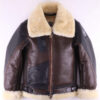 B4 Brown Genuine Leather Jacket Faux Shearling