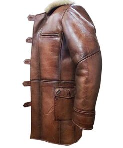 Bane Coat Brown Genuine Leather Coat Faux Shearling Costume