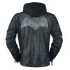 Batman Black Biker Leather Jacket with Removable Hoodie