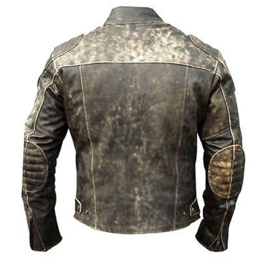 Black Distressed Biker Leather Jacket