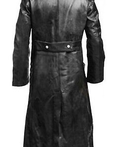 Black Genuine Leather Black Long Coat Duster