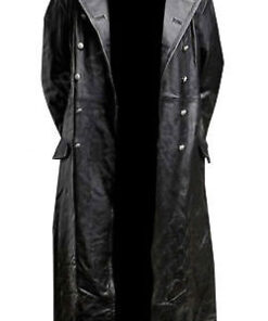 Black Genuine Leather Black Long Coat Duster