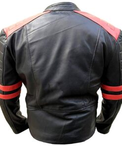 Brando Biker Black & Red Motorcycle Genuine Real Leather Jacket