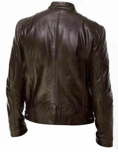 Cafe Racer Biker Brown Genuine Sheepskin Leather Jacket