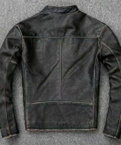 Cafe Racer Distressed Black Genuine Leather Jacket