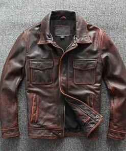 Cafe Racer Distressed Brown Genuine Biker Leather Jacket