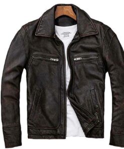 Cafe Racer Distressed Brown Genuine Leather Jacket
