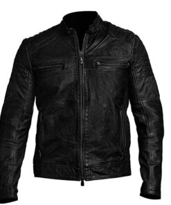 Cafe Racer Jacket Distressed Moto Vintage Black Motorcycle Leather Jacket