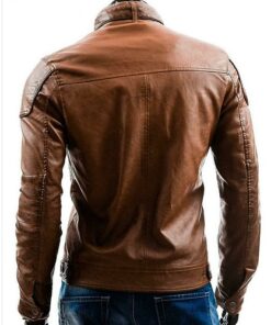 Cafe Racer Sheepskin Genuine Brown Leather Jacket