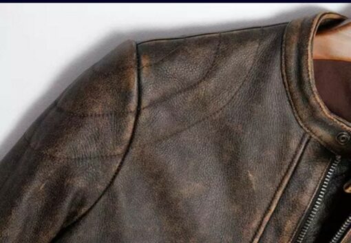 Cafe Racer Vintage Distressed Brown Leather Jacket