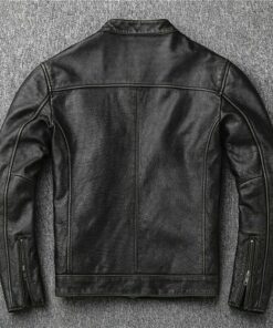 Cafe Racer Vintage Motorcycle Black Waxed Genuine Leather Jacket
