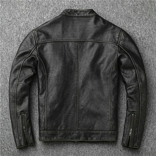 Cafe Racer Vintage Motorcycle Distressed Black Waxed Genuine Leather Jacket