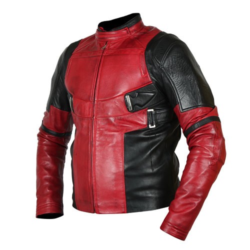 Deadpool Black & Red Genuine Real Leather Jacket