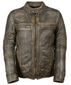 Vintage Distressed Brown Motorcycle Biker Genuine Real Leather Jacket
