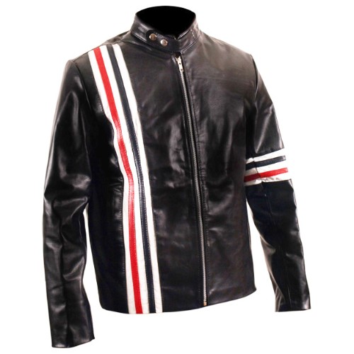 Easy Rider USA Flag Black Cowhide Biker Leather Jacket