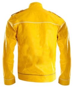 Freddie Mercury Yellow Strap Faux Leather Jacket