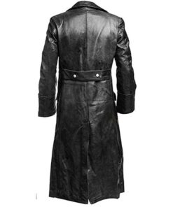 German Officer Black Genuine Real Leather Coat Long Black Trench Coat