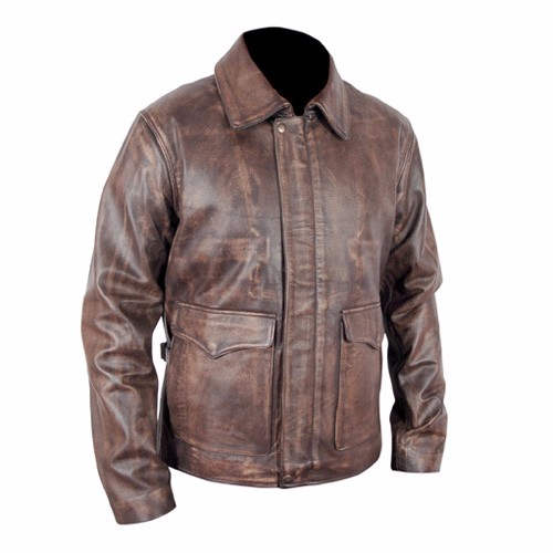 Indiana Jones Harrison Ford Indy Distressed Brown Leather Jacket