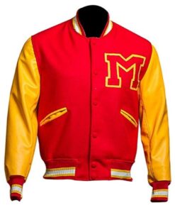 MJ Thriller Michael Jackson Red M Logo Varsity Letterman Varsity Bomber Jacket