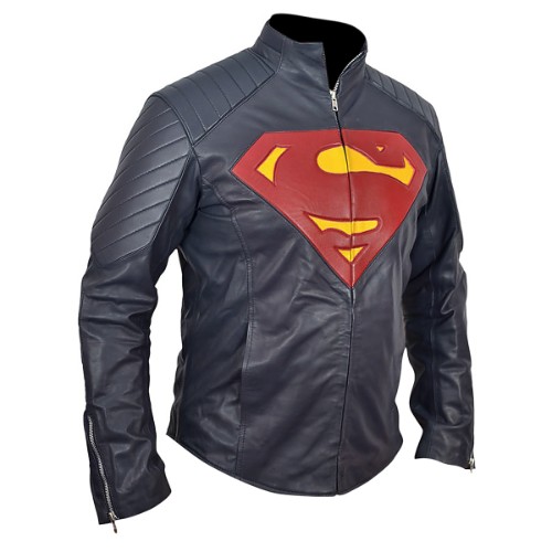 Superman Man of Steel Midnight Blue Faux PU Leather Jacket