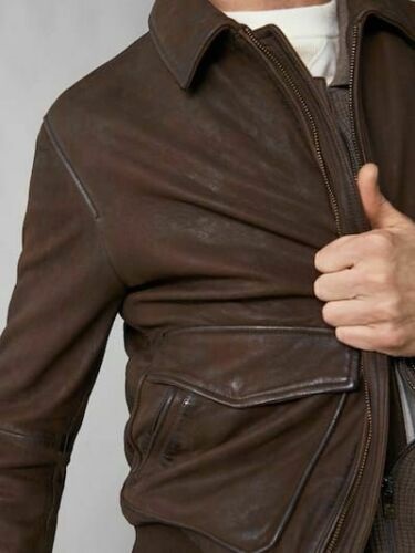 Mens Brown Bomber Genuine Suede Leather Jacket