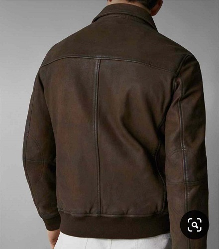 Mens Brown Bomber Genuine Suede Leather Jacket