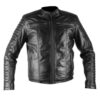 Mens Herren Genuine Black Biker Leather Jacket