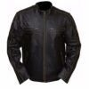 Men's New Rivet Leather Faded-Seam Genuine Cowhide Distressed Jacket