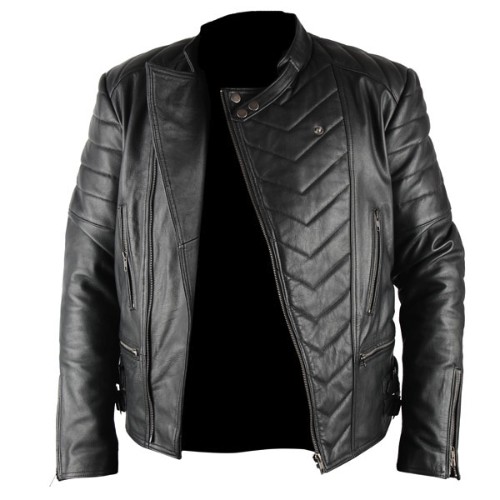 Mens Racer Black Biker Leather Jacket