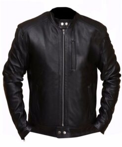 Men's Slim Fit Biker Hunt Black Leather Jacket