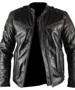 Mens Ultimate Distressed Black Biker Genuine Leather Jacket