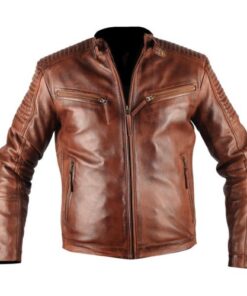 Mens Xposed Tan Genuine Leather Jacket
