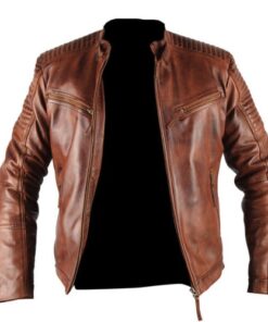 Mens Xposed Tan Genuine Leather Jacket