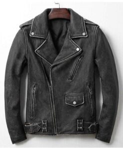 Motorcycle Cafe Racer Vintage Distressed Black Genuine Leather Jacket