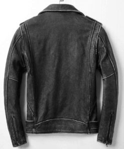 Motorcycle Cafe Racer Vintage Distressed Black Genuine Leather Jacket