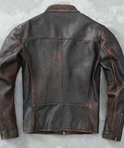 Motorcycle Distressed Black Genuine Leather Jacket