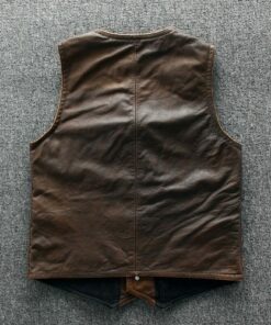 Motorcycle Distressed Brown Genuine Leather Vest