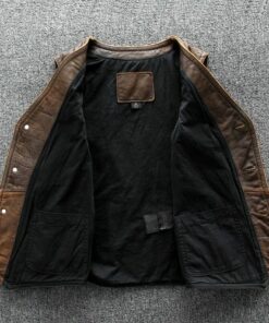 Motorcycle Distressed Brown Genuine Leather Vest