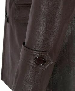 Motorcycle Long Cowhide Fur Collar Genuine Leather Coat