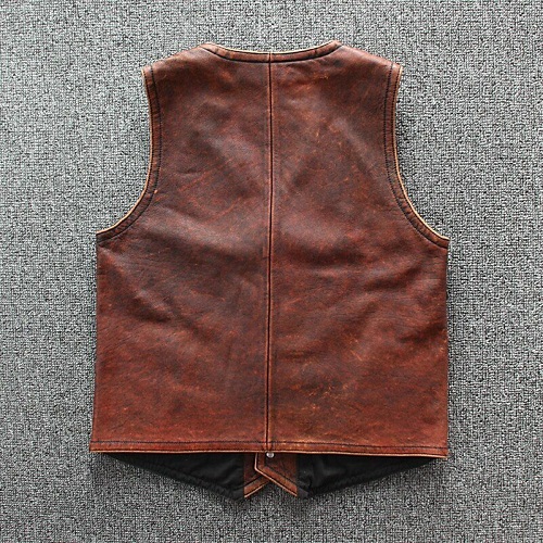 Motorcycle Tan Brown Genuine Leather Vest