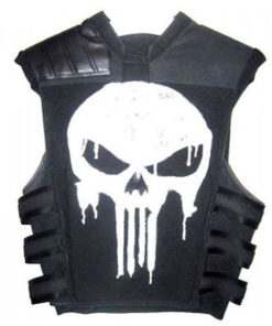 Punisher Black Leather Vest
