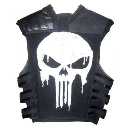 Punisher Black Leather Vest