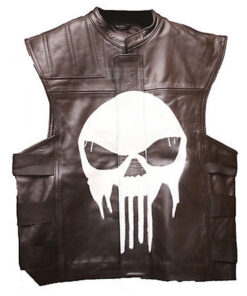 Punisher Brown Leather Vest