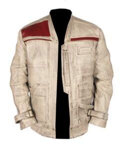 Star Wars Finn Distressed White Leather Jacket Waxed