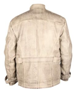 Star Wars Finn Distressed White Leather Jacket Waxed