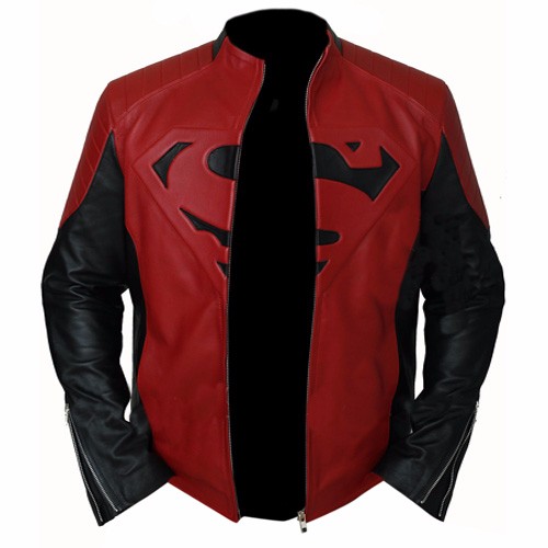 Superboy Black And Red Genuine Leather Jacket